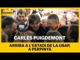 Carles Puigdemont arriba a l'estadi de la USAP a Perpinyà