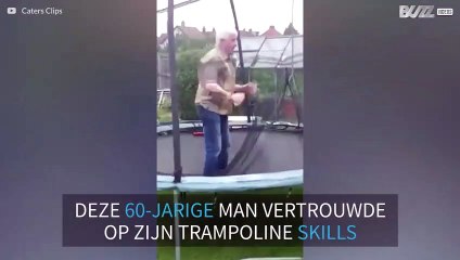 Trampoline sprong gaat helemaal fout!