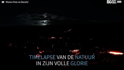 Supermaan over Kilauea vulkaan in Hawaï