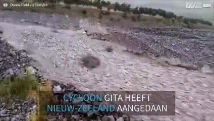Zware regenbui in Nieuw-Zeeland veroorzaakt stenen rivierstromen