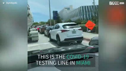 [TRANSLATE] - Vehicles form giant queue for COVID-19 tests in Miami
