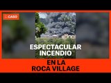 Espectacular incendio en unas obras en la Roca Village