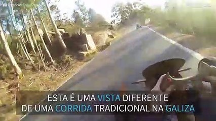 Corrida tradicional da Galiza filmada a partir de um capacete