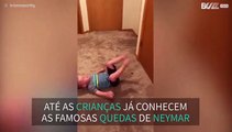 Menino imita o maior truque de Neymar no futebol: cair!