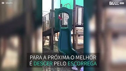 Escorrega ou escada? Esta menina tomou a decisão errada