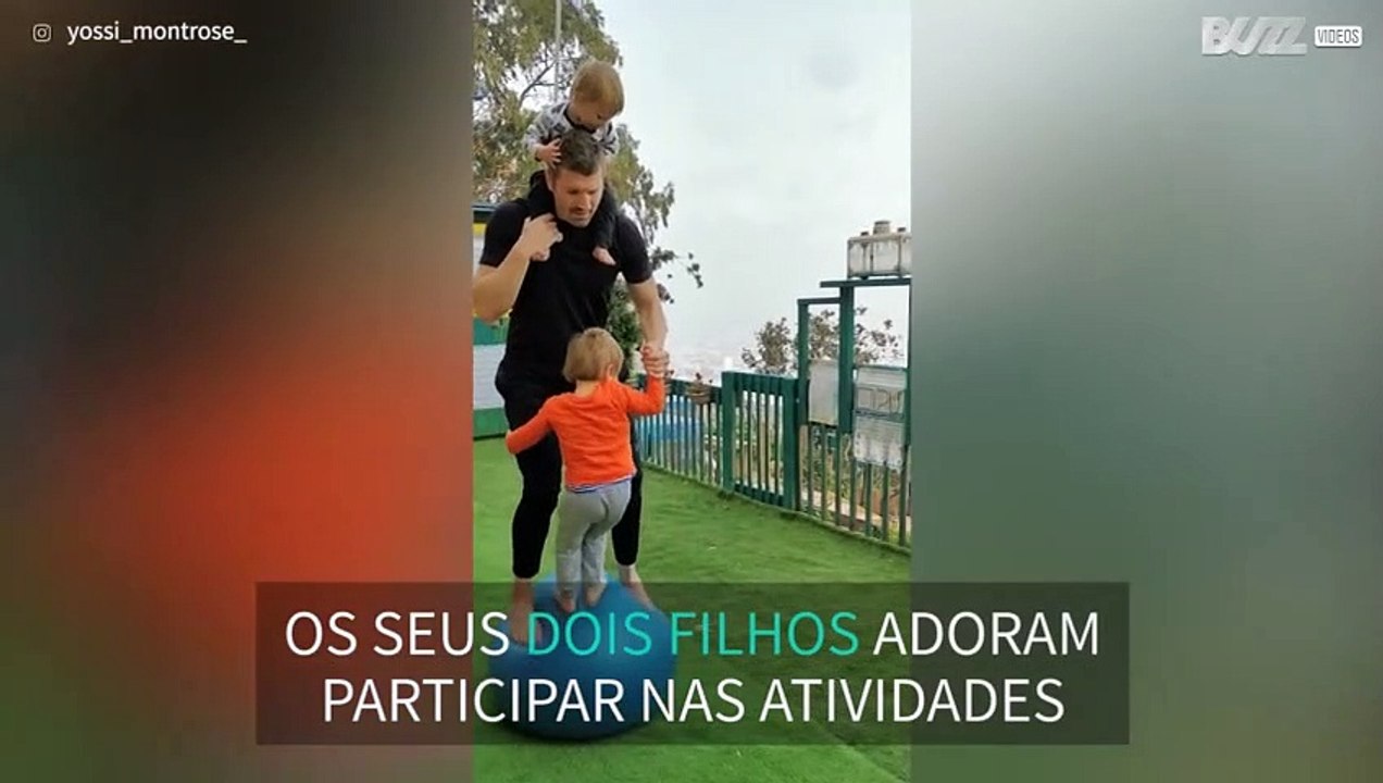Pai e filhos mostram equilíbrio em conjunto