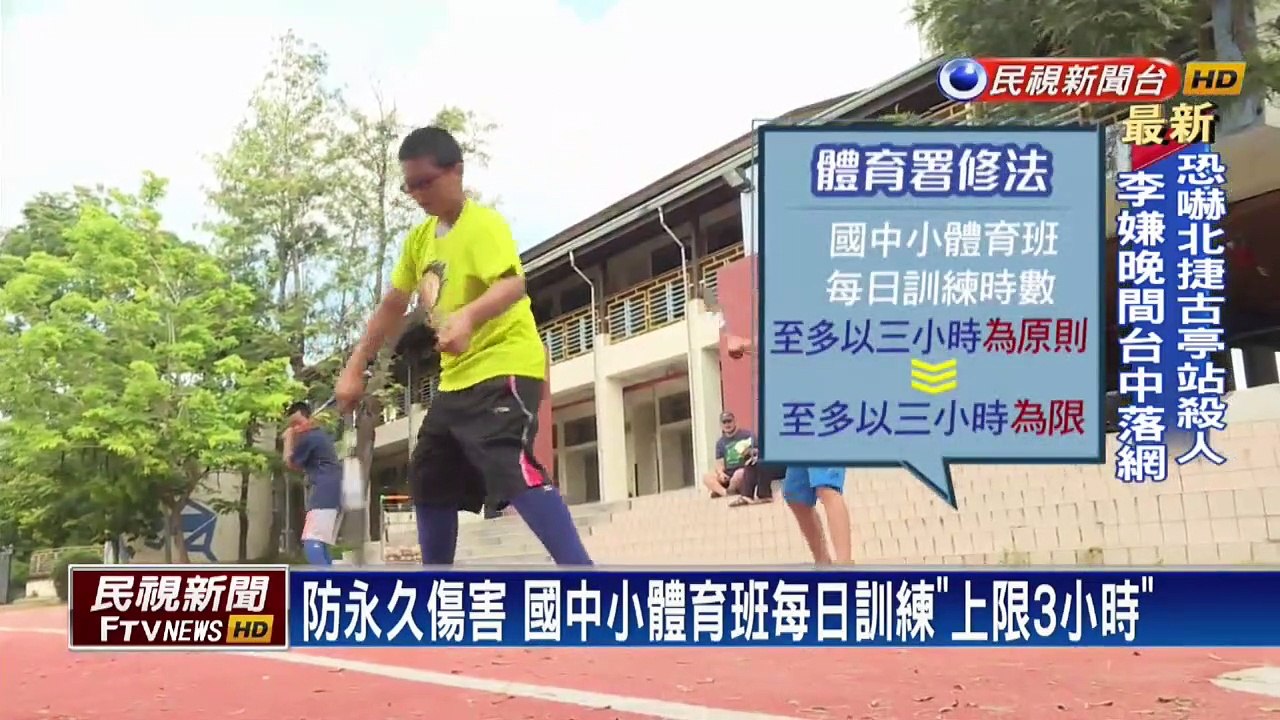 防訓練過度 國中小體育班每日訓練「上限3小時」