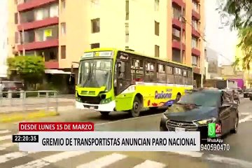 Gremio de transportistas anunciaron paro nacional indefinido para el 15 de marzo