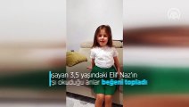 Manisa'da yaşayan 3,5 yaşındaki Elif Naz'ın İstiklal Marşı okuduğu anlar beğeni topladı