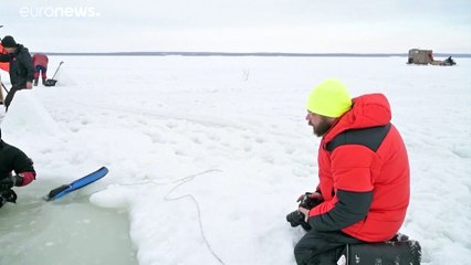 شاهد: معرض فني تحت مياه البحر الأبيض المتجمد في روسيا