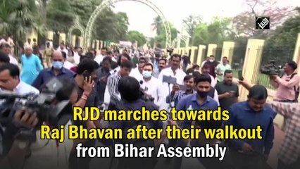 RJD marches towards Raj Bhavan after their walkout from Bihar Assembly