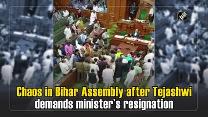 Chaos in Bihar Assembly after Tejashwi demands minister’s resignation
