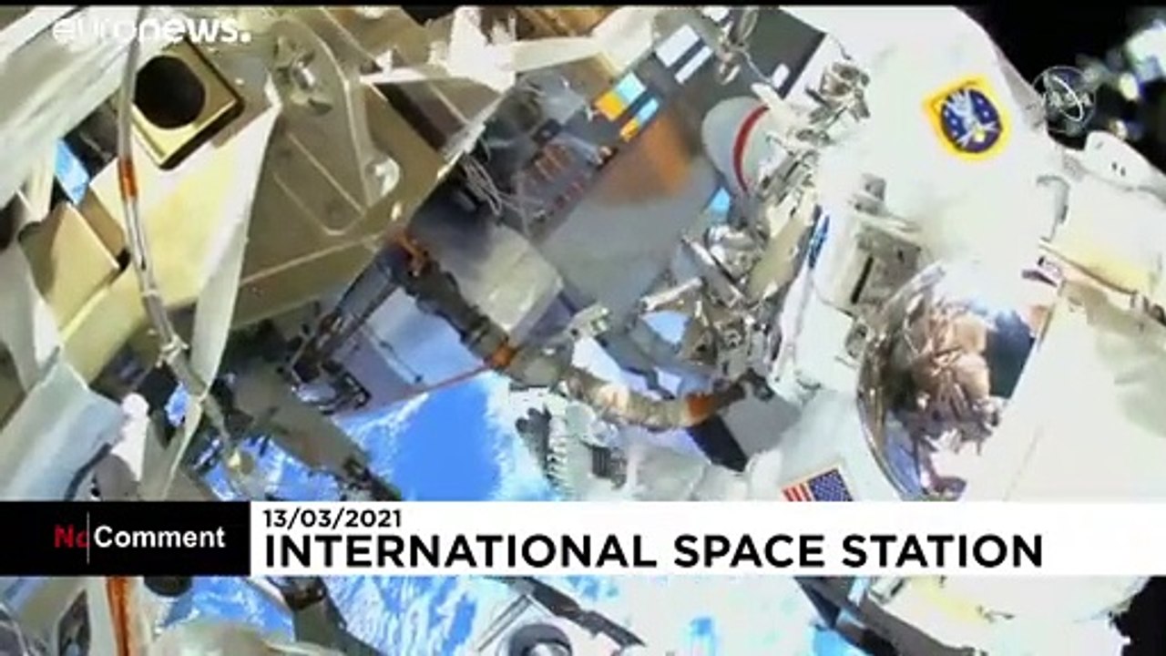 Astronauts work on International Space Station upgrades in spacewalk
