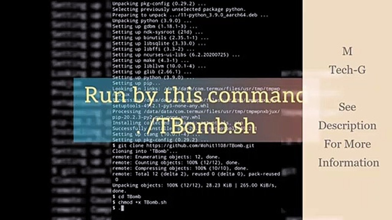 SMS&Call Bombing |  by TBomb using Termux (Without Rooting) | Hacking Tutorial | M Tech-G