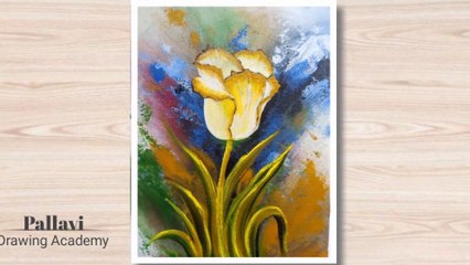 Flower painting with Acrilic colour_ easy way to draw blossoming flower __Pallavi Drawing Academy