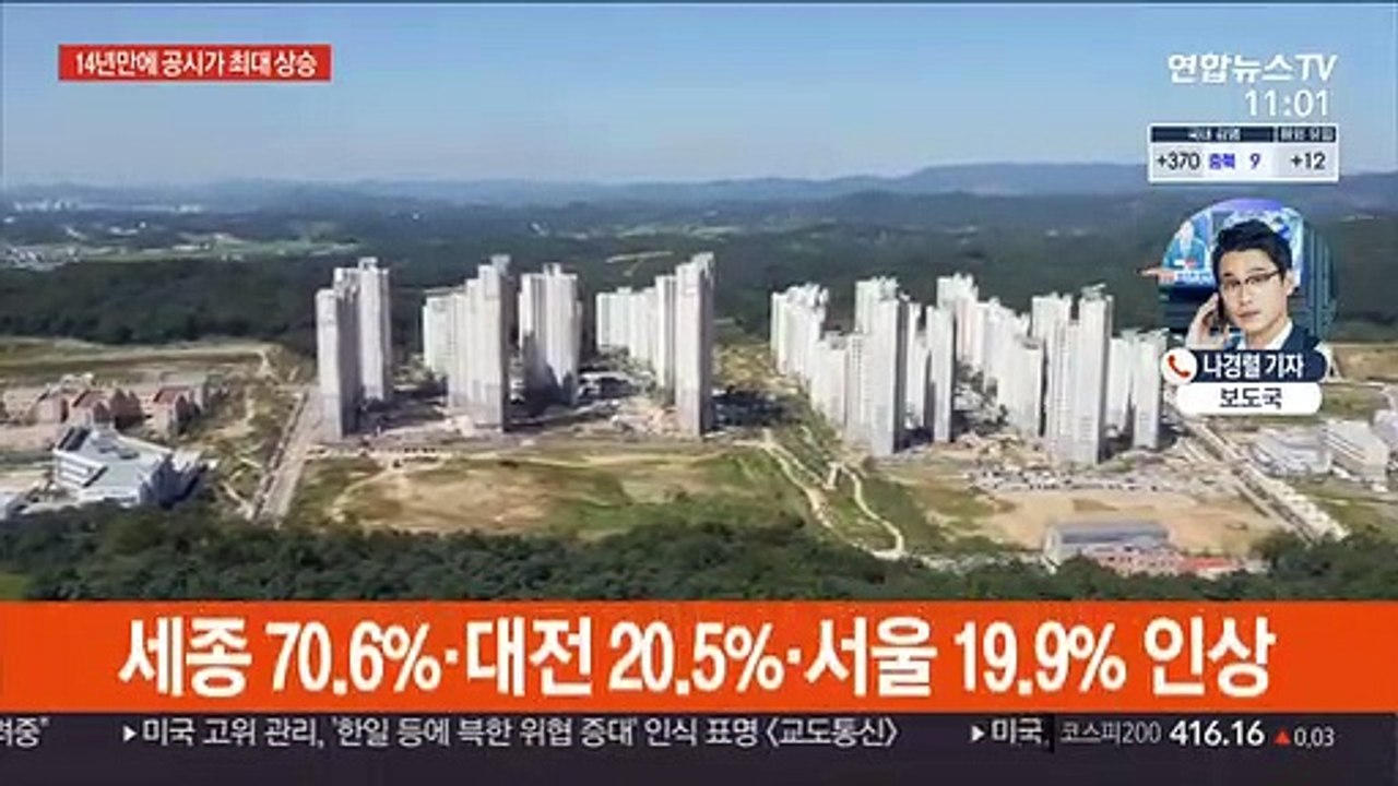 세종 아파트 공시가 70%↑…전국 19% 인상