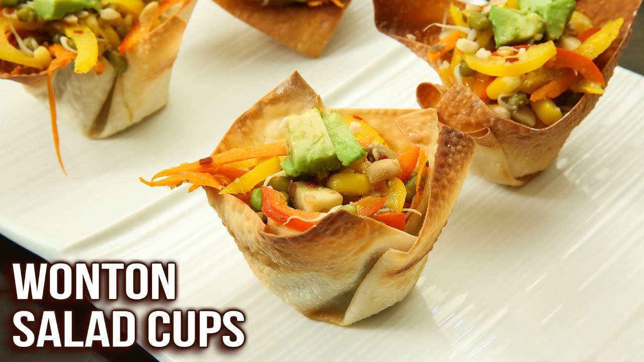 How To Make Wonton Salad Cups | Crispy Wonton C...