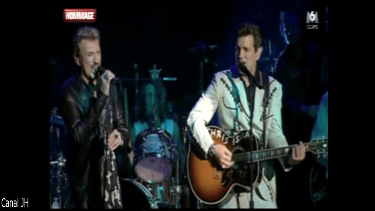 Johnny Hallyday et Chris Isaak "Blueberry Hill"  nuit hommage M6 - 2017