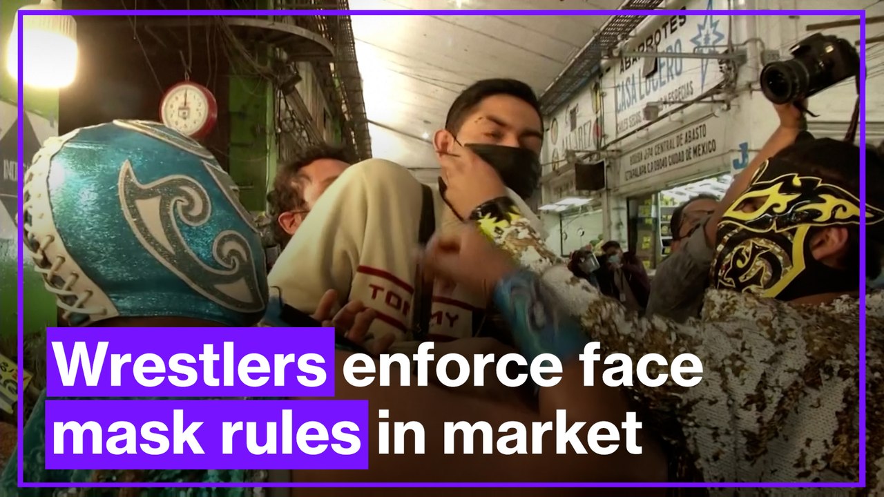 Lucha libre wrestlers enforce mask rules in Mexico City