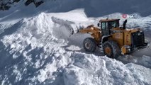 Yoğun kar yağışı nedeniyle ulaşıma kapanan Macahel yolunu açmak için çalışma başlatıldı