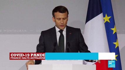 Macron says France suspending use of AstraZeneca Covid vaccine