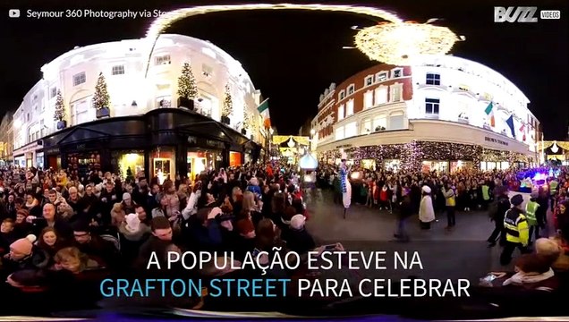 Fantástica vista das luzes de natal em Dublin