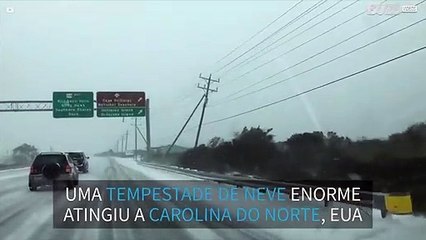Tempestade de neve assustadora na Carolina do Norte