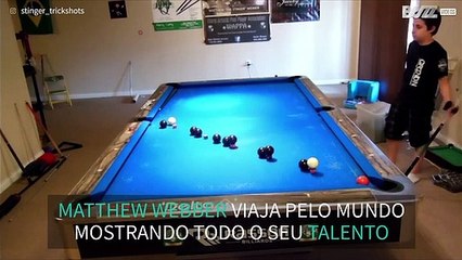 Jovem de 15 anos faze truques de bilhar impressionantes