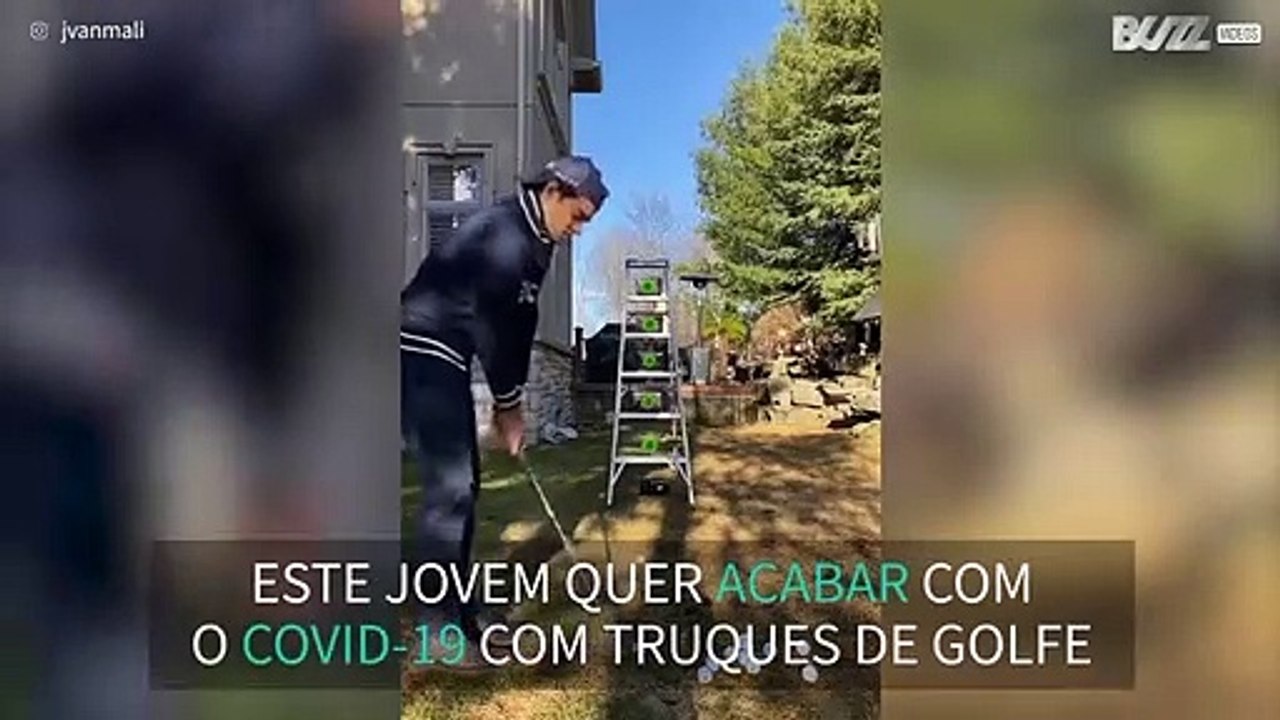 Golfista elimina Coronavírus com truques de golfe!