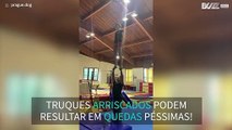 Acrobacia arriscada resulta em queda perigosa