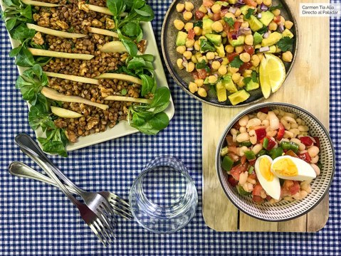 Tres ensaladas FÁCILES y RÁPIDAS con LEGUMBRES Directo al Paladar