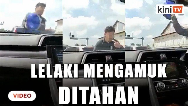 Lelaki mengamuk, pecahkan cermin kereta ditahan polis