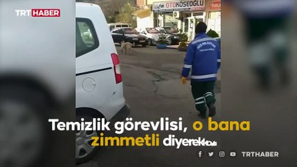 Süpürgesini alan köpeğe seslendi: O bana zimmetli