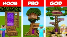 Minecraft NOOB vs PRO vs GOD- Portal Tree House Challenge in Minecraft _ Animation