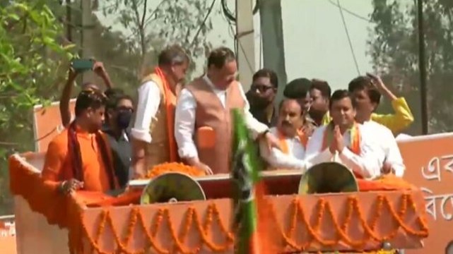 Bengal polls: BJP chief JP Nadda hold roadshow in Bankura district's Kotulpur