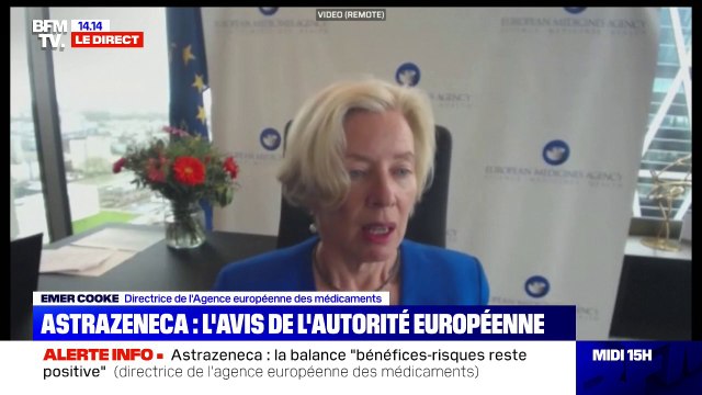 Emer Cooke, directrice de l'Agence européenne des médicaments: Il n'y a pas d'indications que le vaccin ait causé des thromboses