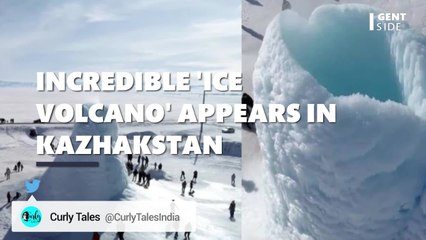 Incredible 'Ice volcano' appears in Kazhakstan