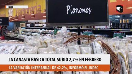 La canasta básica subió un  2,7% en febrero