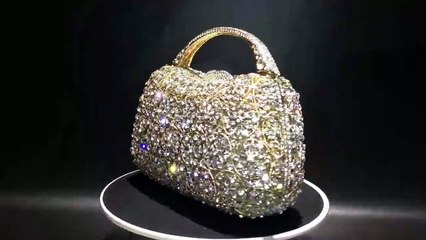 Download Video: Basket shaped Designer Crystal Clutch Bag Evening Bags