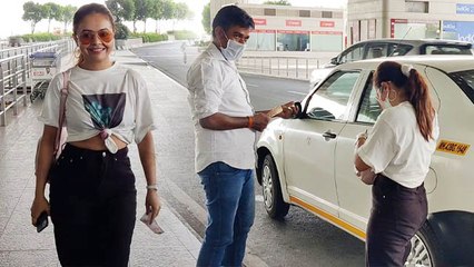 Devoleena Bhattacharjee अपनी car से नहीं बल्कि Cab से पहुंची; Watch Video | FilmiBeat