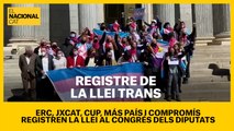 ERC, JxCat, la Cup, Más País i Compromís registren la llei trans, acompanyats de col·lectius, i demanen al PSOE que 