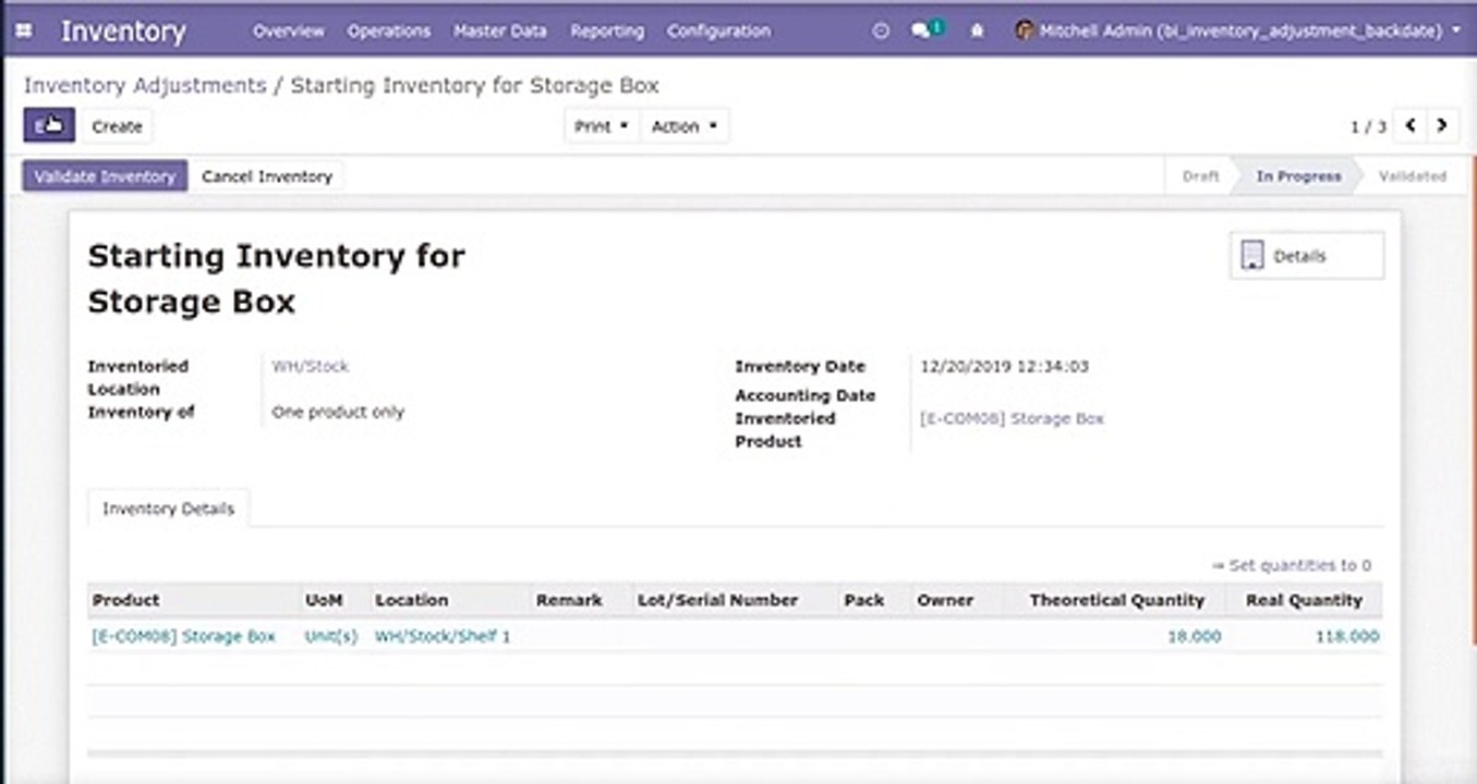 Create Backdate order and Remarks for Inventory Adjustment | Odoo Apps Features