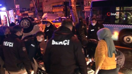 Fatih’te kaza yapan araç takla attı: 1 yaralı