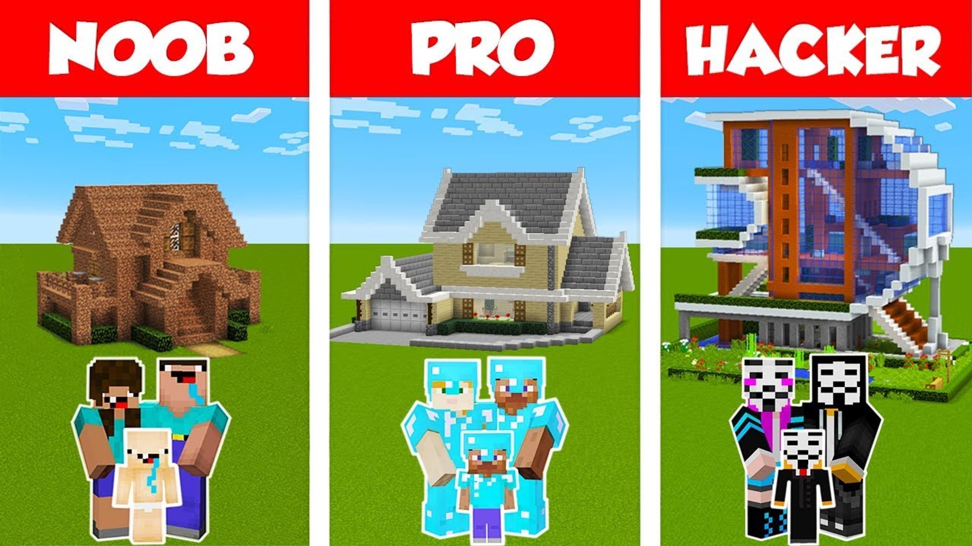 Minecraft NOOB vs PRO vs HACKER- FAMILY HOUSE BUILD CHALLENGE in Minecraft  _ Animation - video Dailymotion