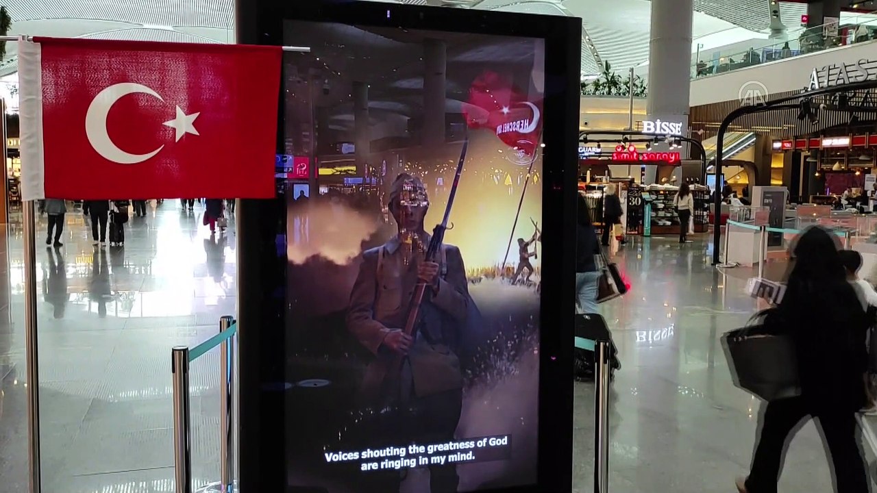 İSTANBUL - İstanbul Havalimanı'nda, Çanakkale Zaferi'nin 106. yıldönümü için 'Dinle Yolcu' projesi