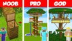 Minecraft NOOB vs PRO vs GOD- JUNGLE TREE HOUSE BUILD CHALLENGE in Minecraft _ Animation
