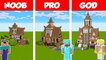 Minecraft NOOB vs PRO vs GOD- VILLAGE HOUSE BUILD CHALLENGE in Minecraft _Animation