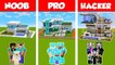 Minecraft NOOB vs PRO vs HACKER- SAFEST FAMILY HOUSE BUILD CHALLENGE in Minecraft _ Animation