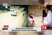 Delincuentes armados arrastran a mujer que quitarle su cartera en Comas