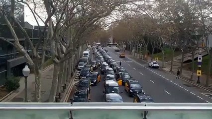 Marcha de taxistas contra Uber en Barcelona